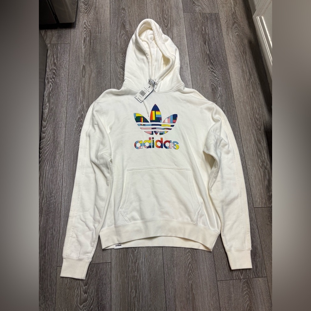 Adidas Pride Flag pull over Trefoil Hoodie size S men’s - Picture 2 of 14